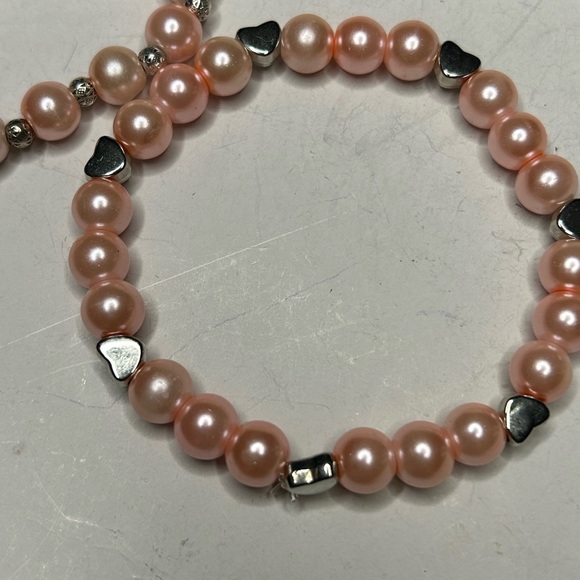 Pink Pearl & Heart Charm Bracelet Set - Picture 3 of 4